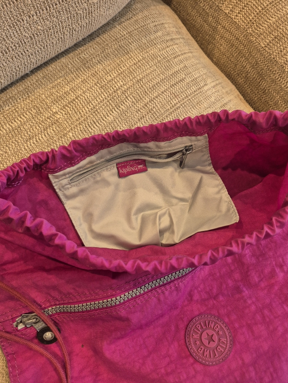 Kipling Fuchsia Drawstring Backpack - Picture 2 of 3